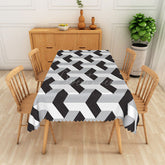 Aperturee - Aperturee Modern Black and Grey Geometric Rectangle Tablecloth for Contemporary and Minimalist Dining Room Decor